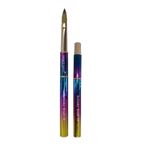 Legacy Nails Professional Multicolor Kolinsky Nail Brush #8 - Perfect For Sculpting Acrylic Nail Extensions Flexible bristles Light weight