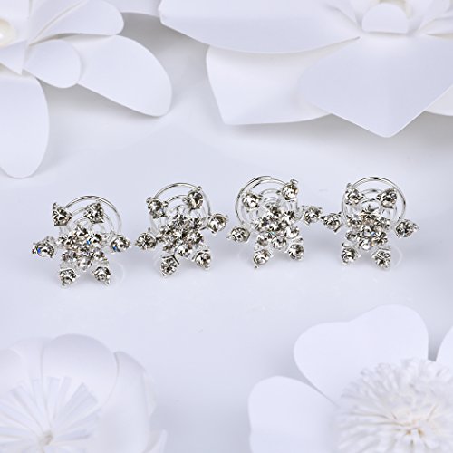 Jovono Boho Hair Clips Silver Crystal Headpieces Wedding Snow Hair Accerssories for Women and Girls (Set-2)