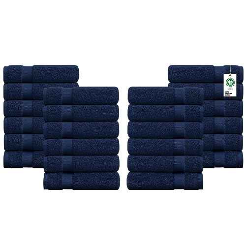 Delara Towels Cotton Washcloths Set 100% Organic Cotton, GOTS Certified Premium Quality Face Cloths, Feather Touch Technology Highly Absorbent and Soft Feel Fingertip Towels, Pack of 24