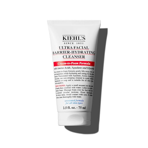 Kiehl's Ultra Facial Barrier-Hydrating Cleanser, Cream-To-Foam Non-Stripping Daily Face Wash For All Skin Types, Including Sensitive