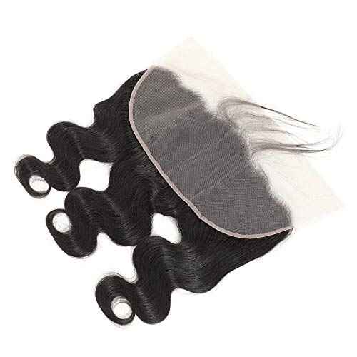 Caijuxing 13 x 6 Lace Frontal Closure Body Wave Frontal 13 x 6 HD Transparent Lace Frontals With Bangs Baby Hair 100% Remy Human Hair 150% Density Natural Color (Black, 10 Inch)