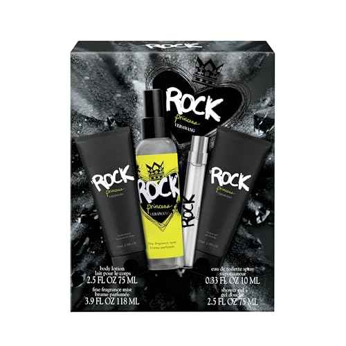 Vera Wang Rock Princess Eau de Toilette 4 Piece Gift Set, Notes of Waterlily, Tahitian Flower, and Vanilla, Women's Fragrance, Long Lasting, Everyday Fragrance