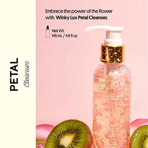 Winky Lux Petal Cleanser, Gentle Daily Facial Cleanser, Rose Water Facial Wash, Makeup Remover, Glycerin & Vitamin C Face Wash Brightens and Balances Dry Sensitive Skin