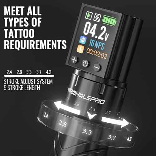 WORMHOLE PRO Tattoo Gun Auriga Tattoo Kit with Coreless Motor, 2,300 mAh Capacity Battery, 5 Adjustable Stroke, Normal/Jump-Start/Dot Working Mode, Wireless Tattoo Machine Kit for Artists