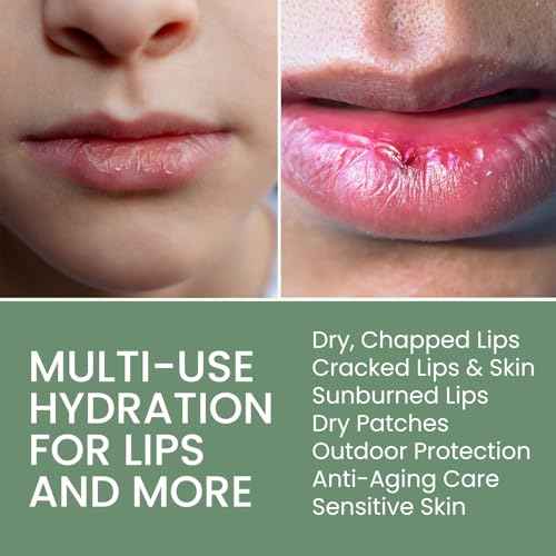 Organic Lip Treatment Balm Ultra Hydrating & Nourishing Care for Dry, Chapped, Cracked Lips & Skin, Visibly Smooths Wrinkles & Fine Lines, Natural Skin Care, 6 Pack Gift Set, Women and Men