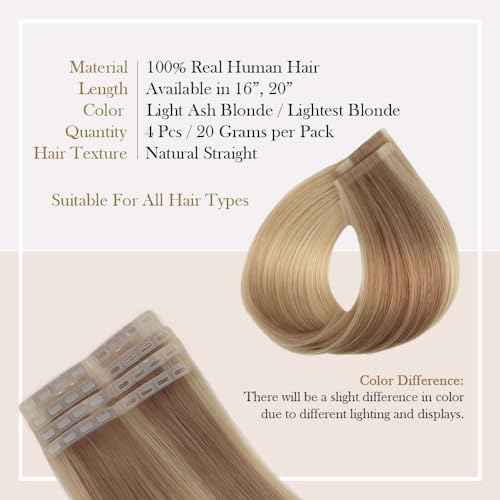 ZIPLOOKS | Ombr?age Hair Extensions | Human Hair Extensions | Ombre Light Ash Blonde to Lightest Blonde Balayage Highlights with ZTool Application, Damage-Free Hair & Scalp, 20 Inch, #20/613 4 Pcs 20g