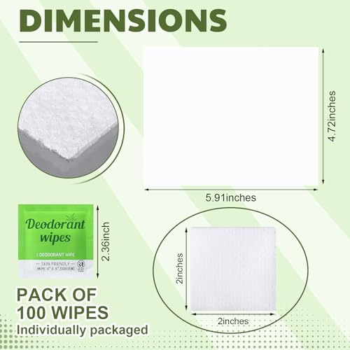Timgle 100 Pcs Mini Travel Deodorant Wipes Individually Wrapped Armpit Antiperspirant Deodorant Sweat Body Wipes for Women Men Teens Sports Travel Clean Skin Underarm Excessive Sweating(Aloe Vera)