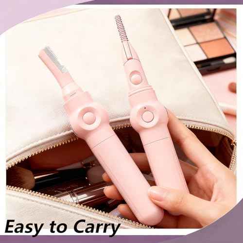 2-in-1 Multifunctional Heated Eyelash Curler & Eyebrow Trimmer for Women, Fast Heated Rechargeable Electric Eyelash Curler with 3 Heat Settings, 24H Long Lasting, Ideal Makeup Tool Gift