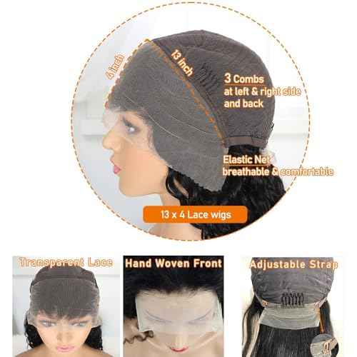 Edwad Deep Wave Lace Front Wigs Human Hair 28 inch 180 Density 13X4 HD Deep Curly Lace Front Human Hair Wig Lace Frontal Wigs for Women