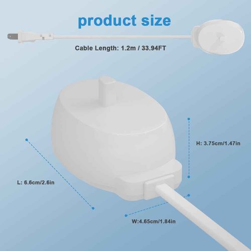 Replacement Charger for Braun Oral-B Electric Toothbrush – Compatible with Oral-B Model 3757, Waterproof IP67 Inductive Charging Base, Portable Travel-Friendly