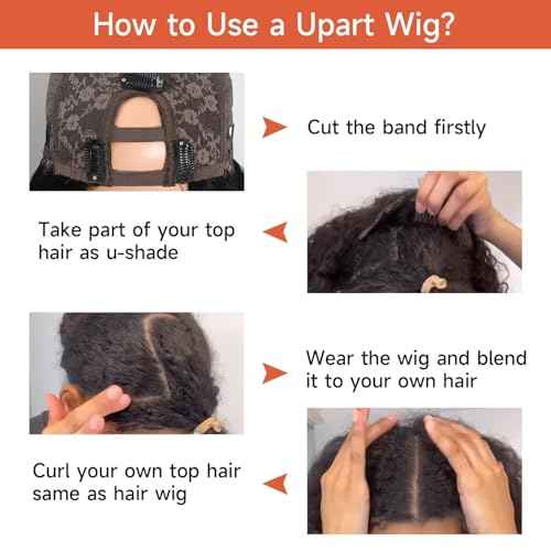 Selina U Part Wigs Human Hair Kinky Straight Wig Yaki Straight Human Hair Wig For Women 100% Real Human Hair Glueless Wigs Natural Black 28 Inch