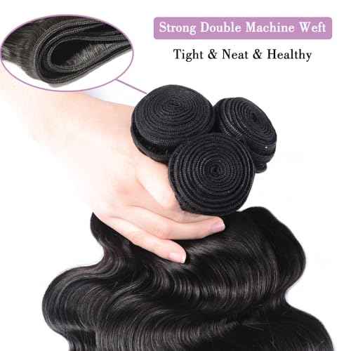 12A Human Hair Bundles 22 24 24 Inch Body Wave Bundles Human Hair Extensions 300g Unprocessed Brazilian Virgin Body Wave 3 Pieces Deals Brazilian Quick Weave Natural Black Wavy Extensions
