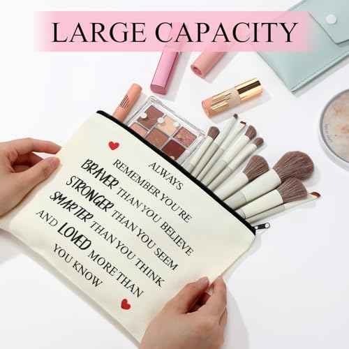 Coume 12 Pieces Thank You Supply Makeup Bag for Women Inspirational Appreciation Gift for Coworker Teacher Nurse Employee Social Worker Volunteer Canvas Cosmetic Bags for Christmas Leaving(Motivation)