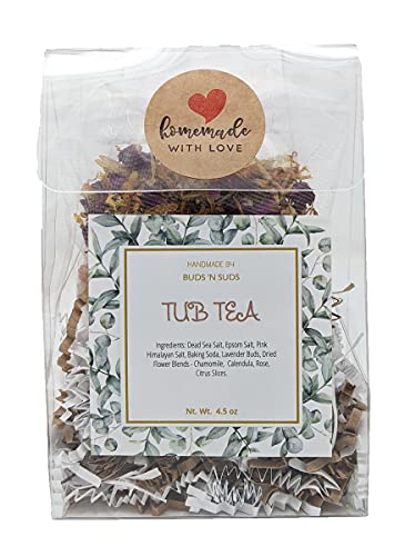 Tub Tea Natural & Organic Floral with Bath Salts- Handmade Herbal Soak for Relaxation & Muscle Relief! Self Soothing Bath Experience! These Tub Tea Herbal Bath Bags Make Great Gifts! (Pack of 2)