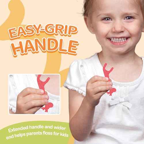 200 Count Biodegradable Kids Flossers, Eco-Friendly Plant-Based Floss Picks, No Fluoride BPA Free Cute Giraffe Dental Picks, No Plastics, Vegan Natural Floss, Mild Mint