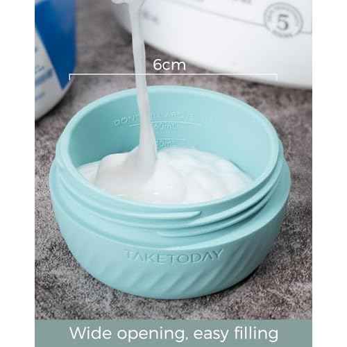 TakeToday Travel Containers for Toiletries, Leak-proof, TSA Approved, Refillable Silicone Cream Jars with Lid Travel Size Essential for Cosmetic toiletry Cream, 2oz, 4 Pack (Gray)