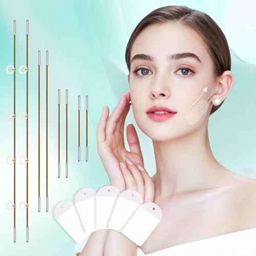 Face Lift Tape Invisible, Face Tape Lifting Invisible 100PCS Neck Tape Face Lift Tapes and Bands with 8 Strings Face Lifter Instant Facial Tape for Makeup Double Chin Eyebrows Jowls Sagging Woman