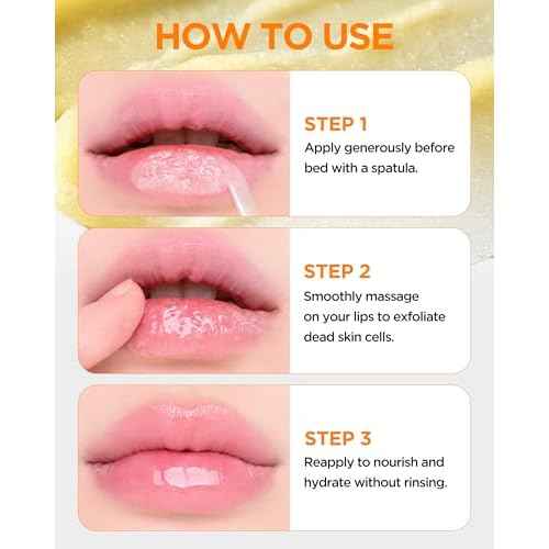 TOCOBO Lemon Sugar Lip Mask ? Korean Vegan Lip Scrub & Overnight Exfoliating Treatment for Dry, Chapped Lips ? Hydrating, Plumping, Smoothing ? Glazed Balm Texture, Non-Sticky, 0.68oz