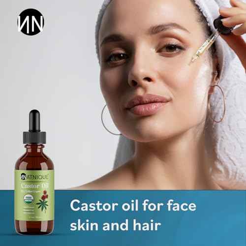 Natnique Castor Oil 4oz ? USDA Certified Organic, 100% Pure Cold Pressed Unrefined Oil for Hair Growth, Eyelashes, Eyebrows & Scalp ? Natural Skin Moisturizer, Lash Serum & Hair Treatment