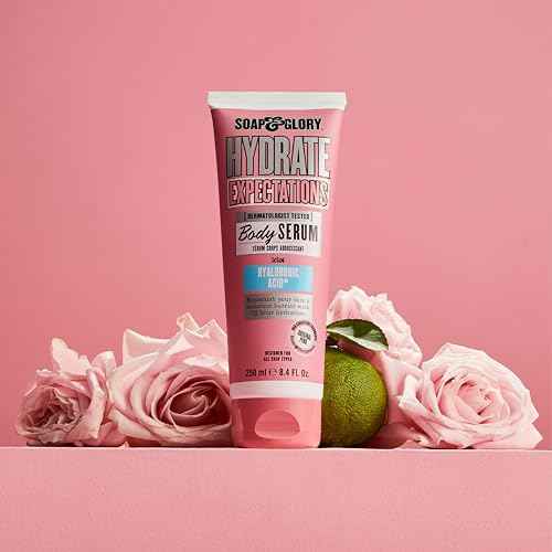 Soap & Glory Hydrate Expectations Body Serum - Thirst Quenching Hyaluronic Acid - Full-Coverage, Lightweight, Fast Absorbing Vegan Moisturizing Body Serum (8.4 Fl Oz)