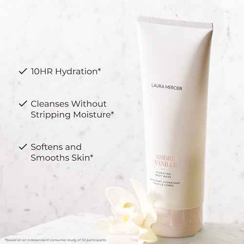 Laura Mercier Hydrating Body Wash, Foaming Daily Body Cleanser, Up to 10HR Hydration, Softens and Smooths Skin, Non-Drying Formula, Creamy Gel Texture