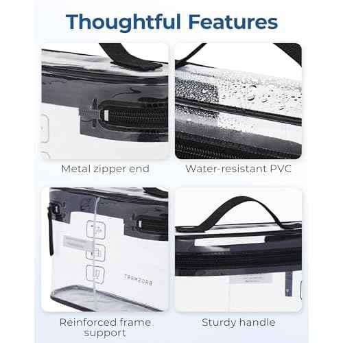 BAGSMART TSA Approved Toiletry Bag, 3 Pack Clear Makeup Cosmetic Bag Organizer, Quart Size Travel Bag for Toiletries, Carry-on Travel Accessories Essentials, Black-3pcs