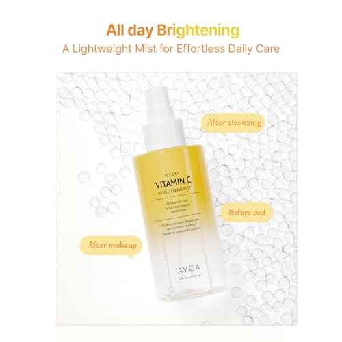 AVCA All Day Vitamin C Brightening Face Mist ? Hydrating & Revitalizing Facial Spray with Glutathione & Vitamin Complex, Korean Skincare for Radiant Soothing Glow, 5.07 fl oz