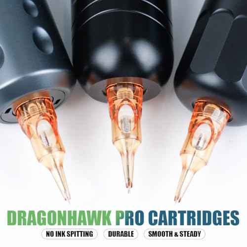 Dragonhawk A2 Wireless Tattoo Pen Kit with 2 Batteries ? Adjustable Stroke 2.4-4.2mm, Powerful Mcore-A Motor, Quiet Rotary Tattoo Gun for Lining & Shading