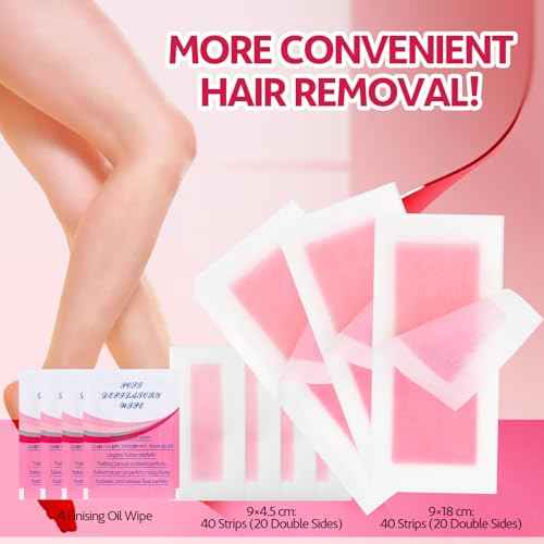 Wax Strips for Hair Removal, Wax Strips, Waxing Kit For Women Face, Body, Arms, Legs, Chest, Back, Bikini Wax Strips, Waxing Hair£¬Removeal Kit with 80PCS + 4 Calming Oil Wipes