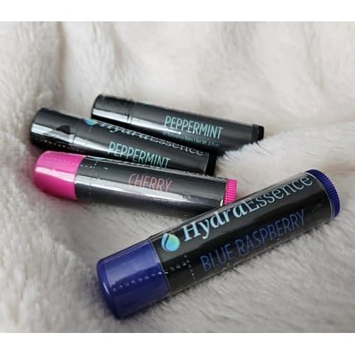 Premium Lip Balm Lightweight 4-Pack | Cherry, Blue Raspberry & Peppermint (2) | Natural Ingredients with Shea & Cocoa Butter | Made in USA | 0.15 oz Each