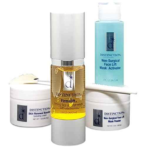 Distinction Non Surgical Face Lift Kit | Lifts, Tightens, Tones | Includes Firmalift Face and Eye Serum, Mask Powder, Mask Activator, and Brush