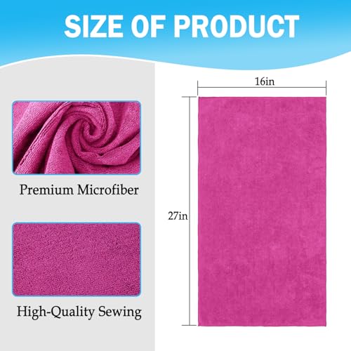 Pink Salon Towels, Super Soft and Absorbent Microfiber Hair Towel for Salon, Bath, Spa, Pool and Home, 27 inch X 16 inch (Pink - 6 Pack)