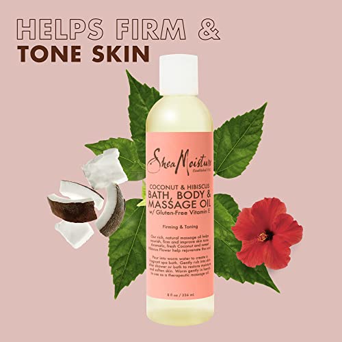 SheaMoisture Body Oil with Coconut & Hibiscus for Bath and Shower, Coconut Massage Oil & Coconut Body Oil, Shea Moisture Body Oil with Hibiscus Flower Extracts (2 Pack, 8 Oz Ea)