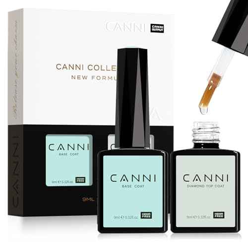 CANNI 2 Pcs 9ml Gel Base Top Coat Gel Polish Set - Shine Finish and Long Lasting, Soak Off LED Nail Lamp Base Top Coat DIY Nail Salon Manicure Gifts for Women