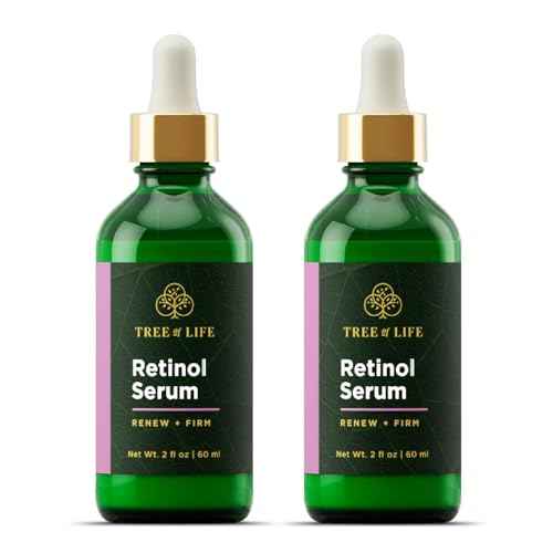 Tree of Life Beauty Retinol Serum, Skin Smoothing Face Oil for Dark and Age Spots and Fine Lines, Facial Serums for Dry and Sensitive Skin Care with Hyaluronic Acid for Soft Skin, 2 Fl Oz (pack of 2)