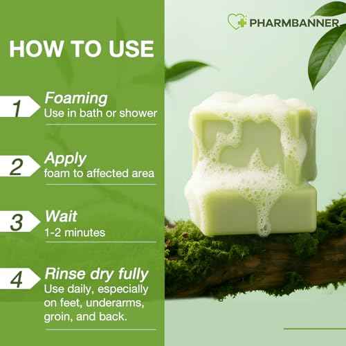 Tea Tree Antifungal Soap Bar ? Body Wash for Face & Body Acne, Folliculitis, Jock Itch, Ringworm, Athlete¡¯s Foot, Body Odor, Eczema ? 2¡¿4.1 oz