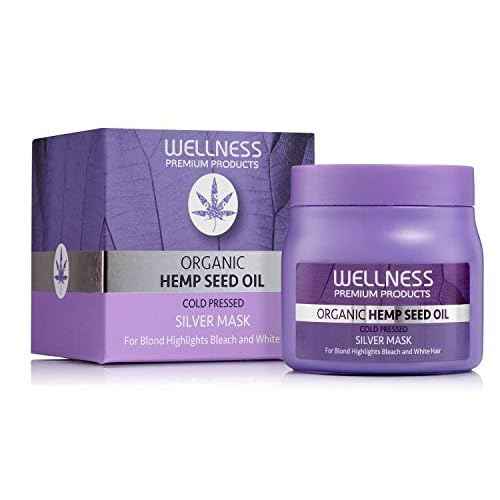 Wellness Premium Products Organic Hemp Seed Oil Hair Mask for Damaged Blond Hair - 500ml/16.9oz - Repairs Extreme Chemical and UV Damage, Hydrates Hair, Color Safe with Anti-Breakage Benefits