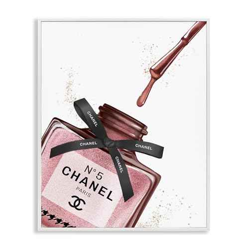 Stupell Industries Makeup Nail Polish Brush Drip Pink Fashion Design, Design by Ziwei Li, White Framed, 16x20