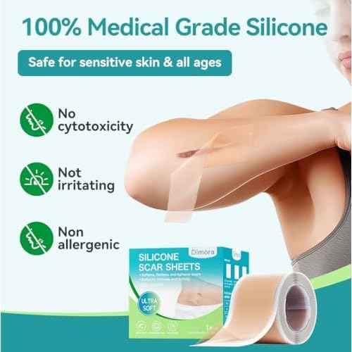 Dimora Medical Grade Silicone Scar Sheets -Ultra Soft Silicone Scar Tape (1.6¡±x60" Roll), Hypoallergenic Scar Removal Treatment for Surgical Scars, C Section, Tummy Tuck, Keloid Treatment