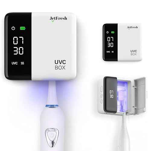 UV Toothbrush Sanitizer Holder & Cleaner with LED Clock Display & Hot Air Drying ? Wall-Mounted UV Tooth Brush Holder for Bathroom Decor, Travel Use, Rechargeable Portable Design, Fits All Brushes