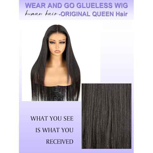 5X7 Wear and Go Glueless Wigs Human Hair Straight Wigs OQ Hair Glueless Wigs Human Hair Pre Cut Lace Front Wigs Human Hair Pre Plucked Beginner Friendly for Women 22Inch