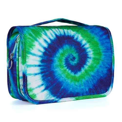 Tie Dye Hanging Toiletry Bag for Girls, Travel Toiletry Bag for Teen Girls Cosmetic Makeup Waterproof Wash Bag Traveling Toiletries, Blue