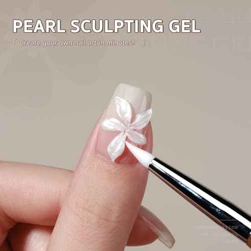 GAOY Pearl 3D Sculpting Gel for Nail Art, 15g Solid Nail Gel Non-Sticky Hard for Carving Molding and Building, Pearlescent White