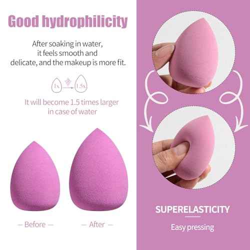 BS-MALL 10 Pcs Premium Makeup Sponges For Foundation - Beauty Blender Sponge Set With Finger & Triangle Puffs For Multi-purpose Use, Travel Essential & Daily Makeup (Diamond)
