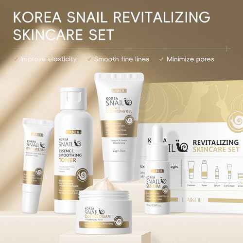 LAIKOU Korean Skin Care, Skin Care Set, Face Mask, Eye Mask, Lip Mask with Cleansing Gel, Toner, Eye Cream, Serum, Essence Cream for Women Teen Girls Mom Daughter Mother's Day Christmas Birthday
