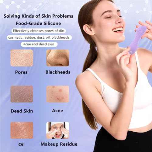 Silicone Face Scrubber Black Head Remover Tool Mask Applicator Spatula-for Deep Cleansing Blackheads Remover Makeup Residue Removal Facial Exfoliating Massaging Skin Care (Purple)