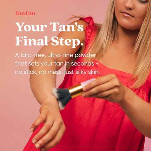 Tan Fan Self Tan Drying Powder - Stops Sticky Feeling After Sunless Tanner - 100% Vegan Talc-Free Translucent Loose Setting Powder In Shaker Bottle For Smooth Silky Skin - USA Made (Coconut 3oz)