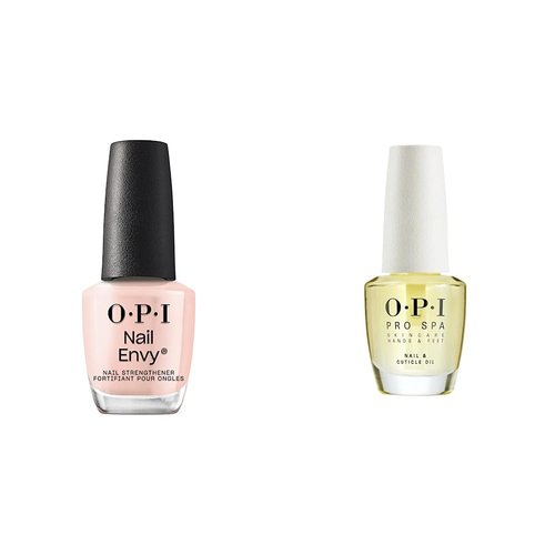 OPI Nail Envy, Nail Strengthening Treatment, Stronger Nails in 1 Week, Vegan Formula, Bubble Bath 0.5 fl oz and OPI ProSpa Nail and Cuticle Oil, 0.5 fl oz