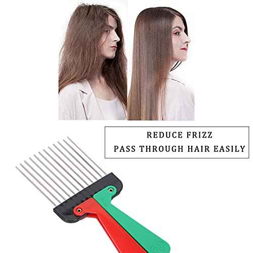 Metal Afro Pick, Portable Foldable Beard Pick for Men and Women Hair Styling Arranging Wigs and Braids