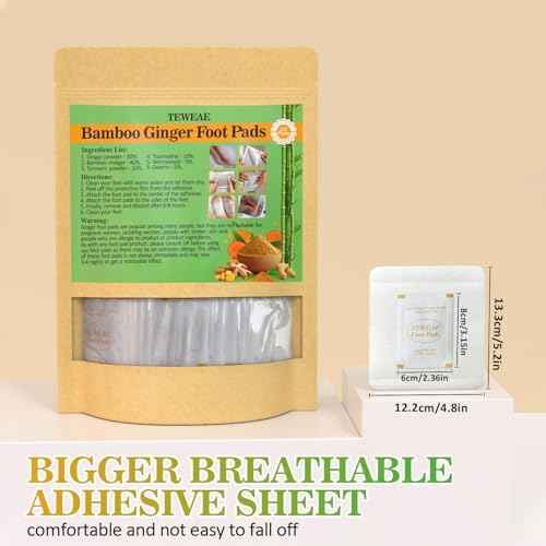 122 Pads Foot Pads Natural Turmeric & Ginger, Wormwood, Bamboo Vinegar, Included 62Pads Goodnight Patches and 62 Adhesive Sheets